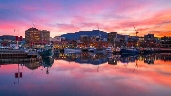 Hobart docks sunrise