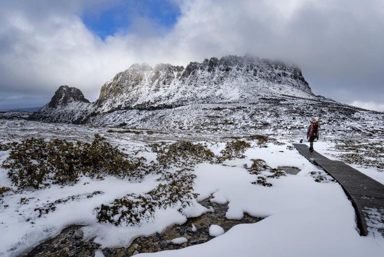 Snow-covered summit, winter conditions