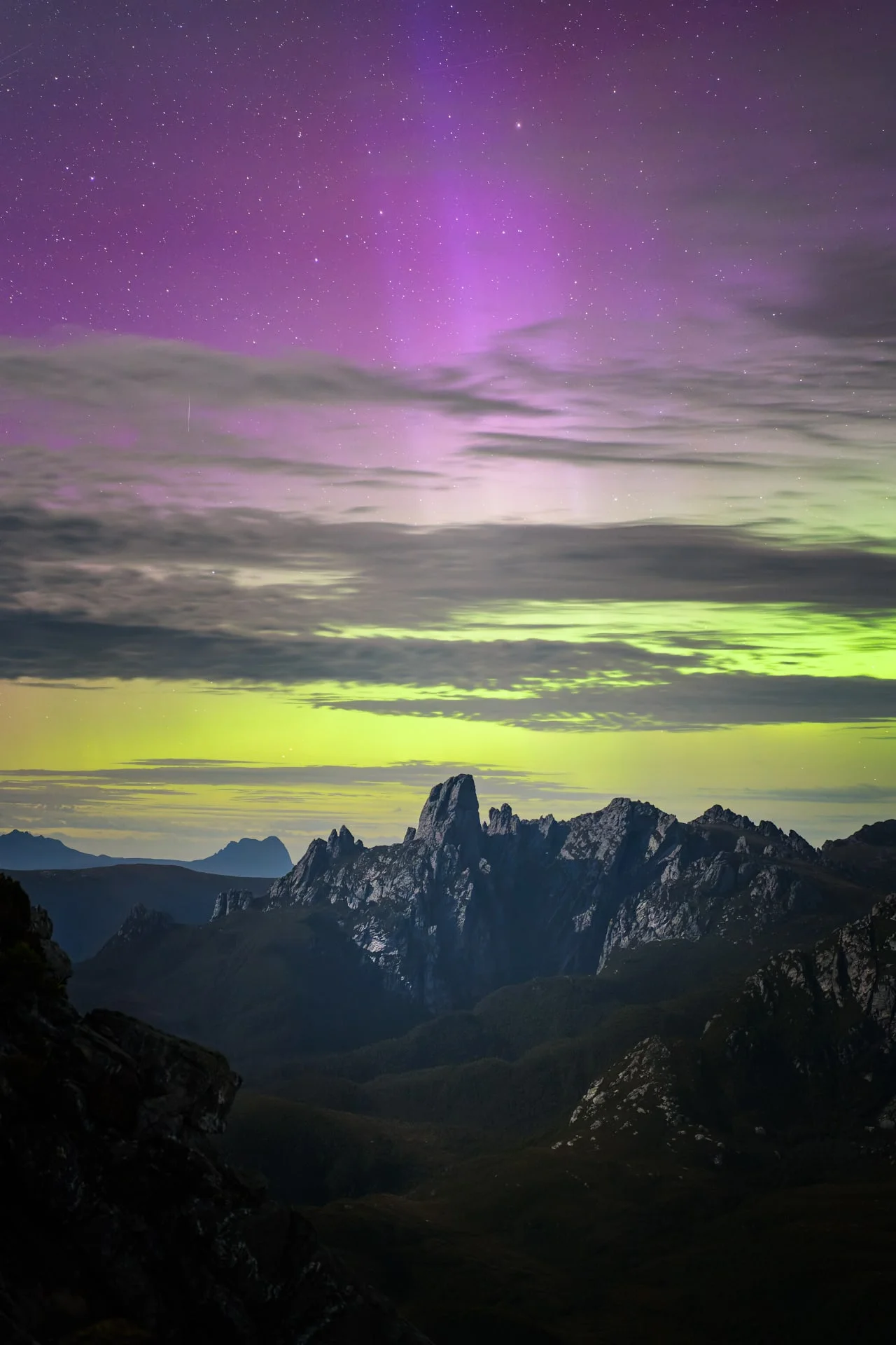 Aurora over Federation Peak